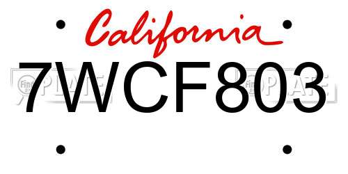 7WCF803 California License Plate