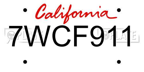 7WCF911 California License Plate