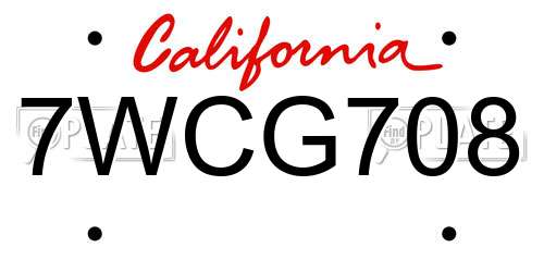 7WCG708 California License Plate