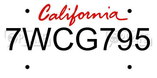 7WCG795 California License Plate