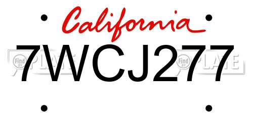 7WCJ277 California License Plate