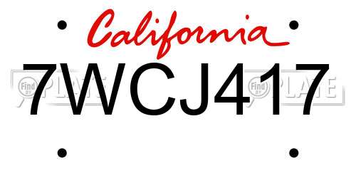 7WCJ417 California License Plate