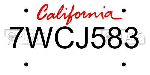 7WCJ583 California License Plate