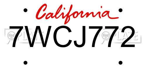 7WCJ772 California License Plate