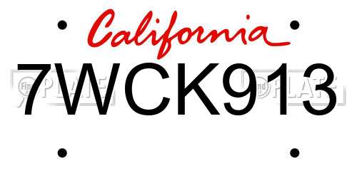 7WCK913 California License Plate