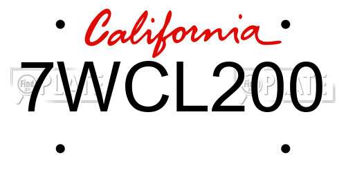 7WCL200 California License Plate