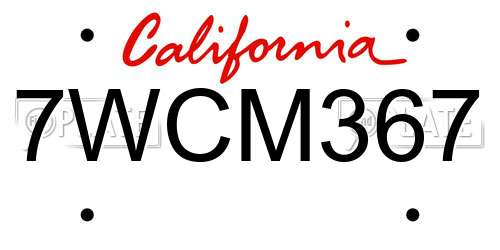 7WCM367 California License Plate