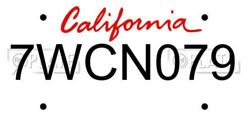 7WCN079 California License Plate