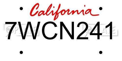 7WCN241 California License Plate