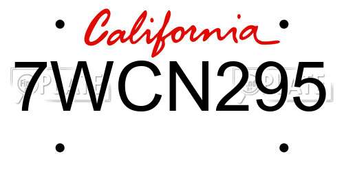 7WCN295 California License Plate