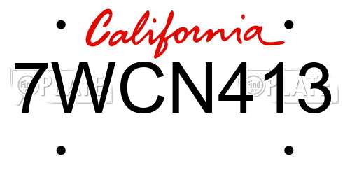 7WCN413 California License Plate