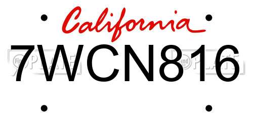 7WCN816 California License Plate
