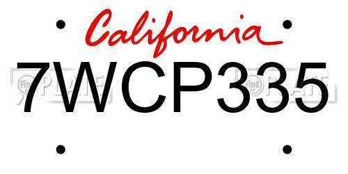 7WCP335 California License Plate