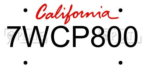 7WCP800 California License Plate