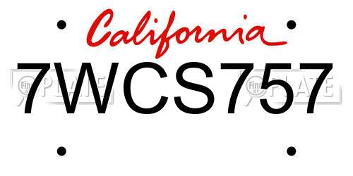 7WCS757 California License Plate