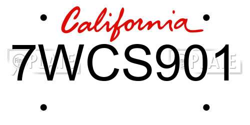 7WCS901 California License Plate