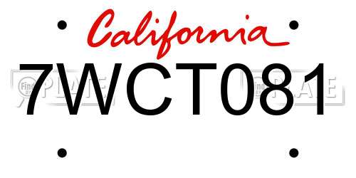 7WCT081 California License Plate