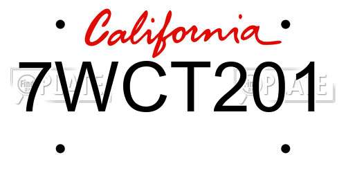 7WCT201 California License Plate
