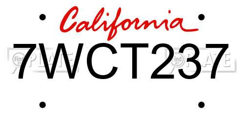 7WCT237 California License Plate