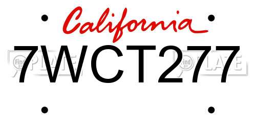 7WCT277 California License Plate