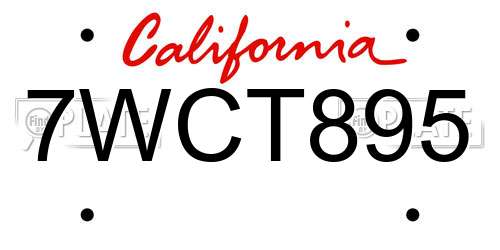 7WCT895 California License Plate