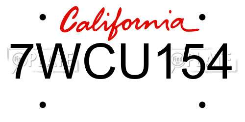 7WCU154 California License Plate