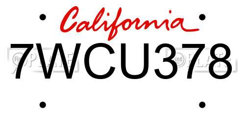 7WCU378 California License Plate