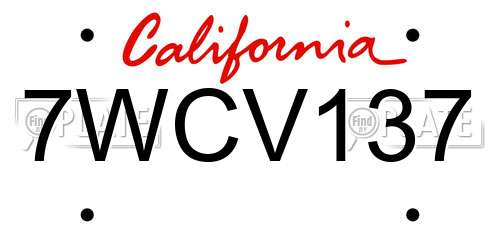 7WCV137 California License Plate