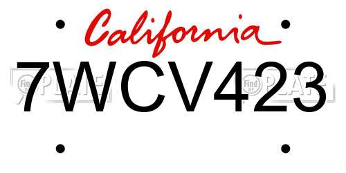 7WCV423 California License Plate