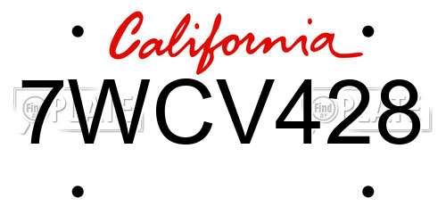 7WCV428 California License Plate