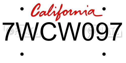 7WCW097 California License Plate