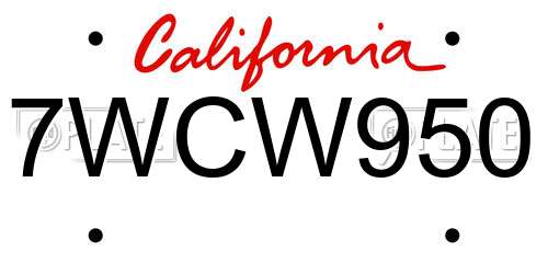 7WCW950 California License Plate