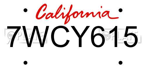 7WCY615 California License Plate