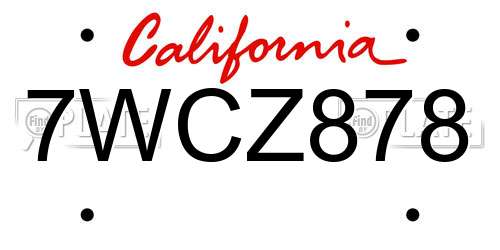 7WCZ878 California License Plate