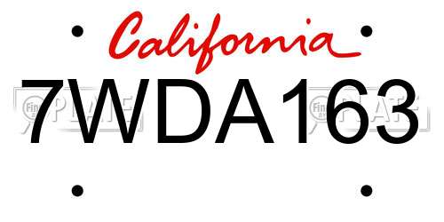 7WDA163 California License Plate