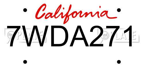 7WDA271 California License Plate