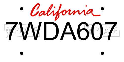 7WDA607 California License Plate