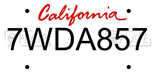 7WDA857 California License Plate
