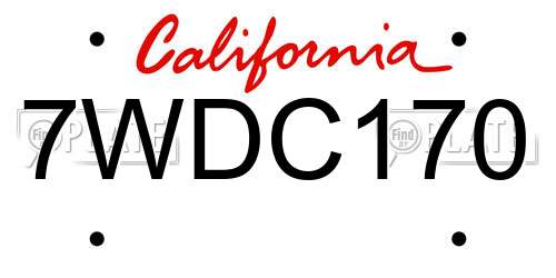 7WDC170 California License Plate