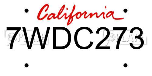 7WDC273 California License Plate
