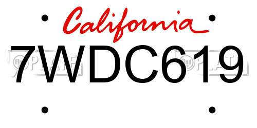 7WDC619 California License Plate