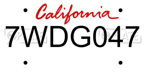 7WDG047 California License Plate