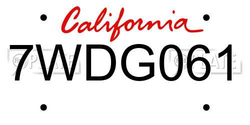 7WDG061 California License Plate