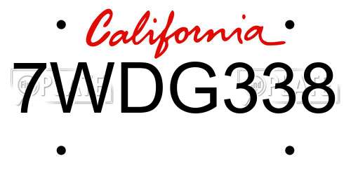 7WDG338 California License Plate