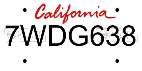 7WDG638 California License Plate