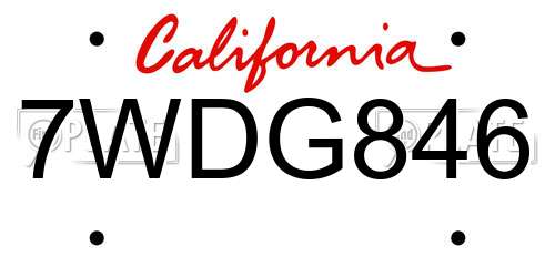 7WDG846 California License Plate