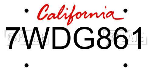 7WDG861 California License Plate