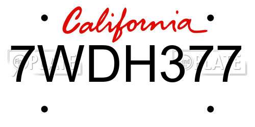 7WDH377 California License Plate