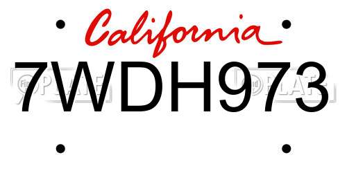 7WDH973 California License Plate