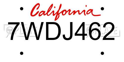 7WDJ462 California License Plate